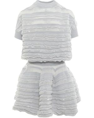 CFCL Striped Ribbed Mini Dress - Grey