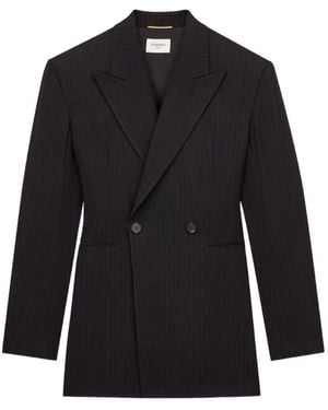 Saint Laurent Pinstripe Double-Breasted Jacket - Blue