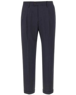 Devore Pleats Flap Wool Pants - Blue