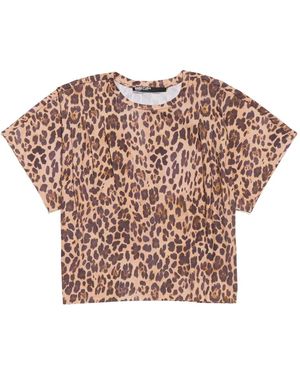 Bimba Y Lola Leopard-Print Boxy T-Shirt - Pink