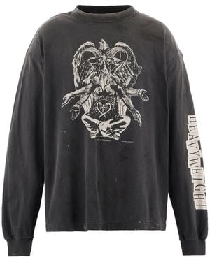 SAINT Mxxxxxx Graphic-Print Long-Sleeve T-Shirt - Grey