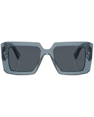 Prada Lunettes De Soleil Carrées À Logo Strassé - Bleu