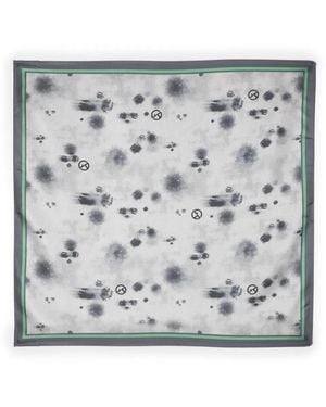 Giorgio Armani Logo-Print Silk Foulard Scarf - Grey