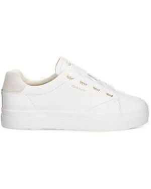 GANT Logo-Print Leather Trainers - White