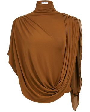 Nina Ricci High-Neck Draped Top - Brown