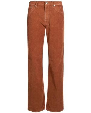 Haikure Korea Corduroy-Texture Pants - Brown