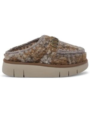 Mou Mules Bounce Con Placca Logo - Marrone