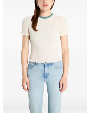 Guess Shirred-Effect Ruffled-Hem T-Shirt - Blue