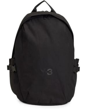 Y-3 Buckle-Detail Logo-Print Backpack - Black