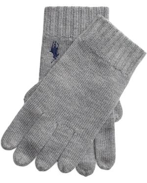 Polo Ralph Lauren Ribbed Logo-Embroidered Gloves - Grey