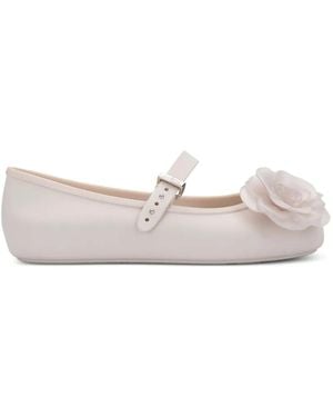 Melissa Floral-Detail Ballet Flats - White