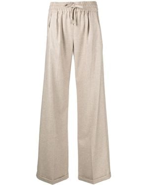 Kiton Wide-Leg Cashmere Pants - Natural
