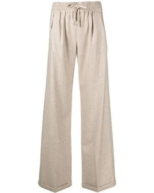 Kiton Wide-Leg Cashmere Pants - Natural