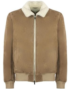 Volfagli Big Ben Fur-Collar Suede Jacket - Natural
