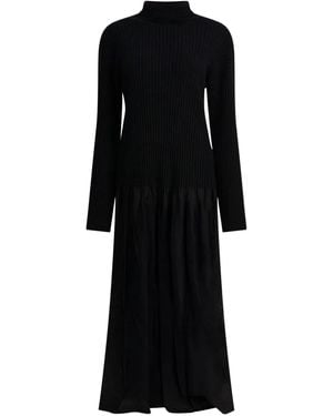 Max & Moi Reve Ribbed-Panel Maxi Dress - Black