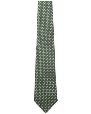 Kiton Floral-Print Tie - Green