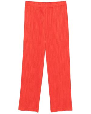 Pleats Please Issey Miyake Pantalon Droit À Design Plissé - Red