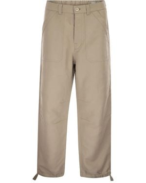 Brunello Cucinelli Cotton And Linen Drill Trousers With Patch Pockets And Drawstring - Natural