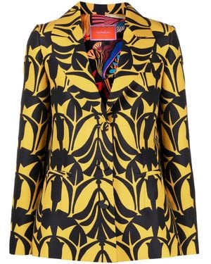 La DoubleJ 24/7 Papyrus-Print Cady Blazer - Yellow