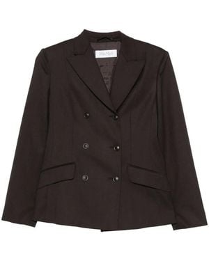 Max Mara Double-Breasted Wool Flannel Jacket - Black