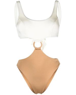 Noire Swimwear Cut-Out Detailing Colour-Block Swimsuit - Natural