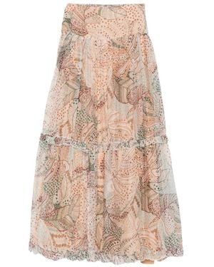 Raquel Diniz Cecilia Paisley-Print Ruffled Skirt - Natural