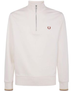 Fred Perry Half-Zip Sweatshirt - White