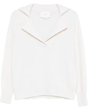 Vanisé Wide-Collar Ribbed Jumper - White