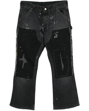 SAINT Mxxxxxx Patchwork Bootcut Jeans - Black