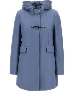 Fay Hooded Toggle Coat - Blue