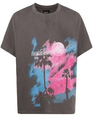 Daniel Patrick Graphic-Print Crew Neck T-Shirt - Grey