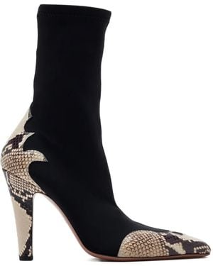 Paris Texas Belle Snakeskin-Effect Ankle Boots - Black
