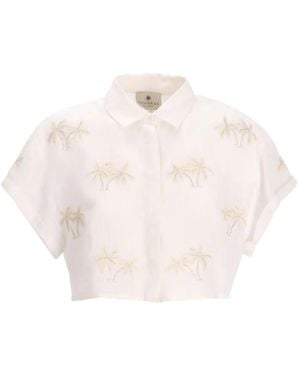 BENARAS BY CITRUS Palm-Tree Linen Shirt - Pink