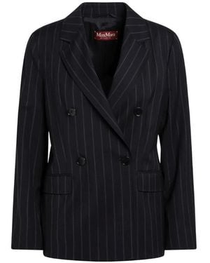 Max Mara Striped Double-Breasted Blazer - Black