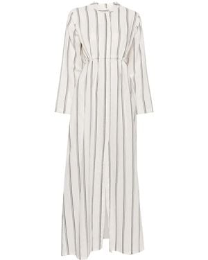 Bambah Striped Tie-String Dress - White