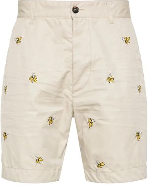 DSquared² Banana-Embroidered Bermuda Shorts - Natural