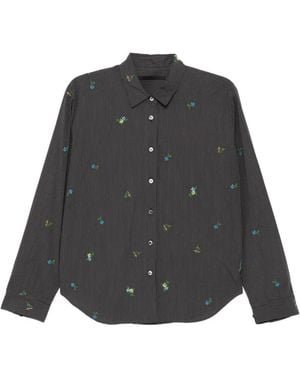 JNBY Floral-Embroidered Cotton Blouse - Black
