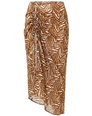 Nicholas Lia Midi Skirt W/ Ruched Slit - Natural