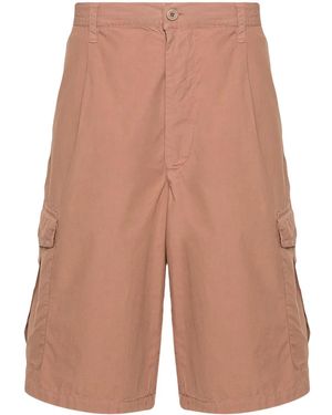 Emporio Armani Pleat-Detail Cotton Cargo Shorts - Brown