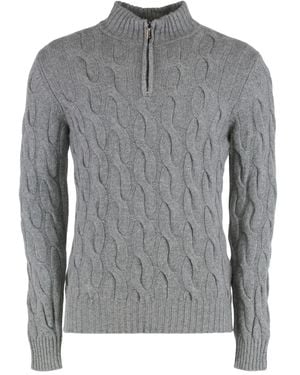 Moorer Fedro-Cws Cable-Knit Zip Jumper - Grey