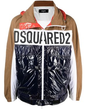DSquared² Logo-print Colour-block Windbreaker Brown - Multicolour