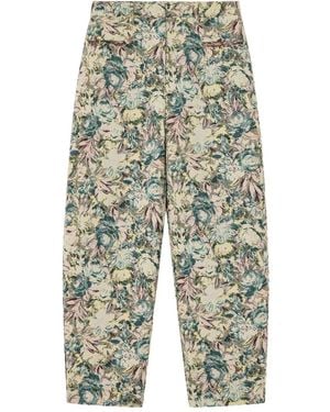 Ganni Pantalon En Jacquard À Fleurs - Bleu