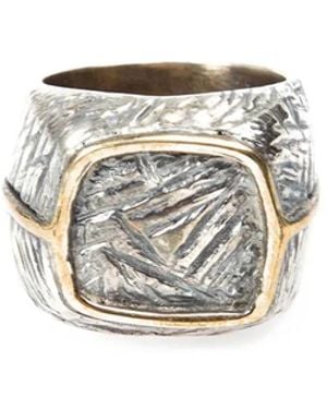 Tobias Wistisen Eckiger Ring Aus Bronze Und Silber - Weiß