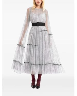 Gemy Maalouf Polka-Dot Tiered Dress - White