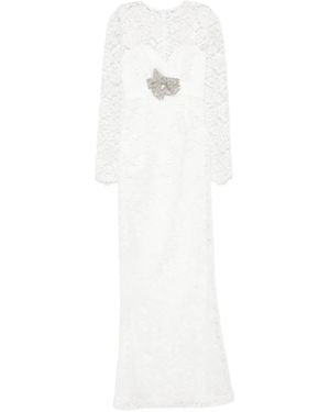 SILK LOVE & LACE Bow-Embellished Lace Dress - White