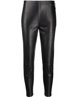 Calvin Klein Cropped Faux-Leather Leggings - Black