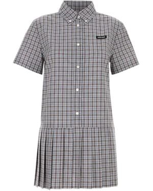 Miu Miu Robe Courte À Ourlet Plissé - Gris