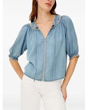 Rails Belina Embroidered Puff-Sleeve Blouse - Blue