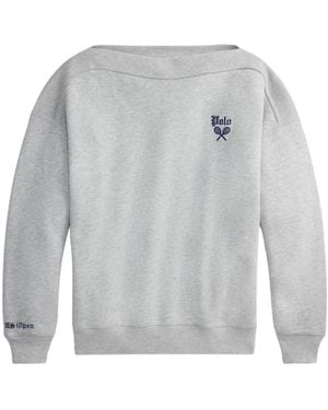 Polo Ralph Lauren Bateau-Neck Logo-Embroidered Jumper - Grey