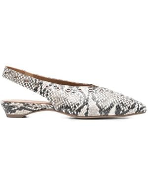 Pedro Miralles Snake-Effect Eyelet-Embellished Ballet Flats - White